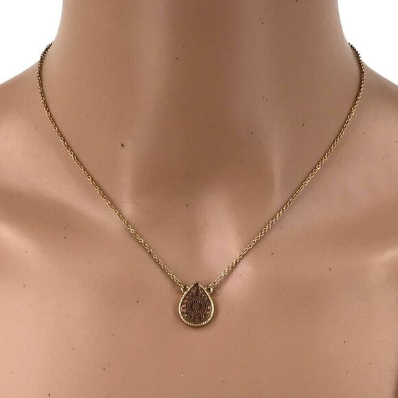 Its Sense Necklace Earrings Set Gold Tone Adjustable Length - Picture 2 of 3